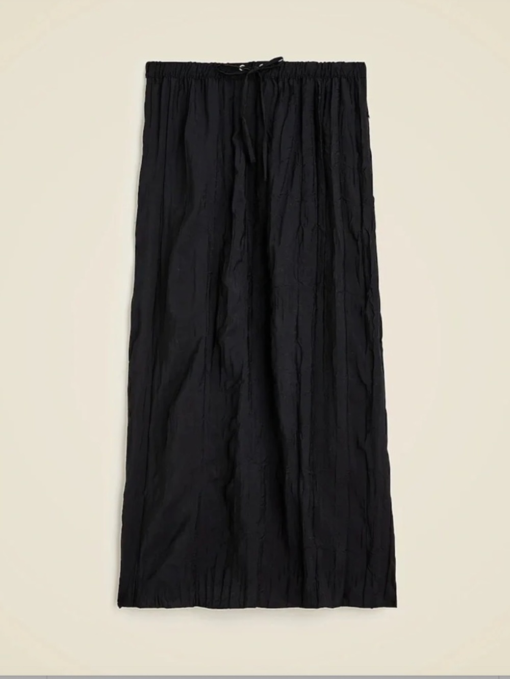 NWT J. Crew Crinkled Drawstring Midi Skirt in Black size XS - Picture 1 of 6